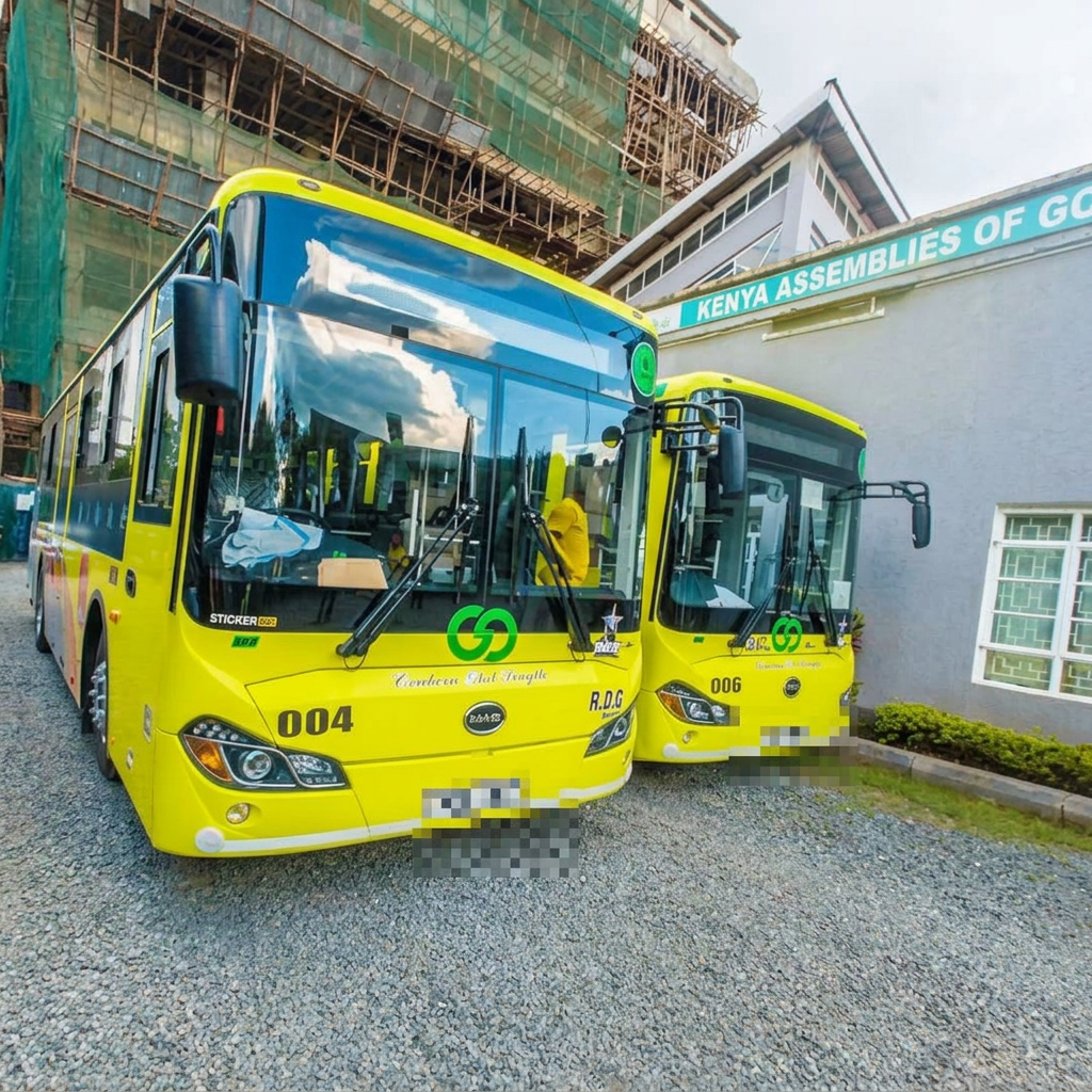 ROG Travellers SACCO electric bus number 006 parked at the yard